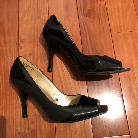 Black Patent Heel Open-toe Dress Formal Staple 9 - Picture 5 of 6